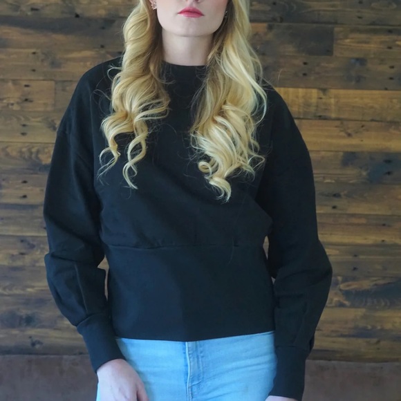 NWT Black Cropped Corset Sweater - Picture 2 of 4